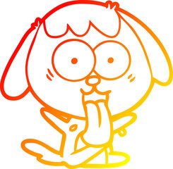 warm gradient line drawing of a cute cartoon dog