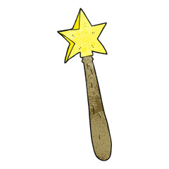 freehand textured cartoon magic wand