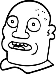 line drawing cartoon of a head of a man