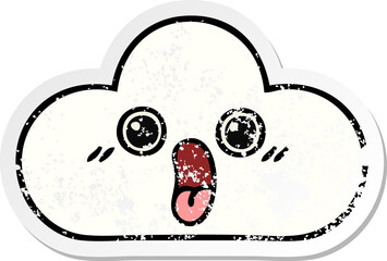 distressed sticker of a cute cartoon cloud