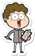 sticker of a cartoon happy man