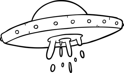 line drawing of a flying UFO