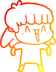 warm gradient line drawing of a cartoon woman