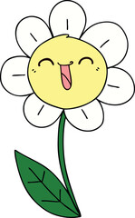 hand drawn quirky cartoon happy flower