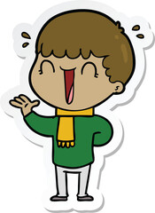 sticker of a laughing cartoon man