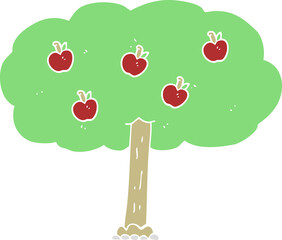 flat color illustration of apple tree