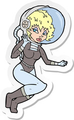 sticker of a cartoon space woman