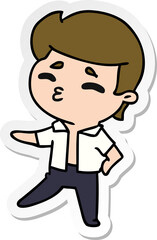 sticker cartoon illustration kawaii 1950 cute boy