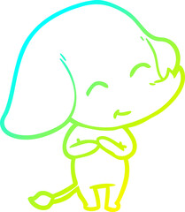 Obraz premium cold gradient line drawing of a cute cartoon elephant