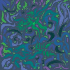 Confetti Pattern with Colorful Energetic Brushstrokes and Squiggles