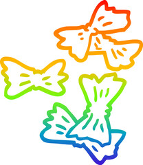 rainbow gradient line drawing of a cartoon pasta shapes