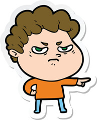 sticker of a cartoon angry man