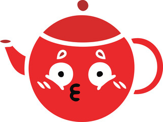 flat color retro cartoon of a teapot