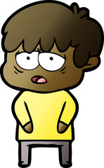 cartoon exhausted boy