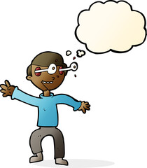 cartoon amazed boy with thought bubble
