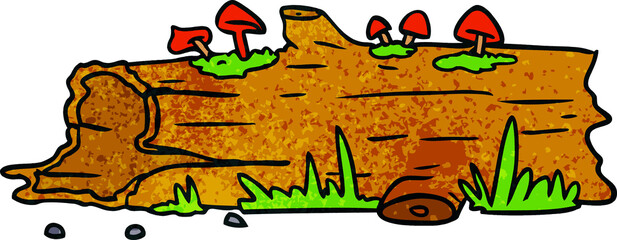 hand drawn textured cartoon doodle of a tree log