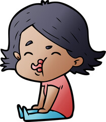 cartoon girl pulling face