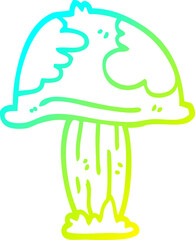cold gradient line drawing of a cartoon wild mushroom