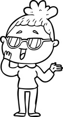 cartoon happy woman wearing spectacles