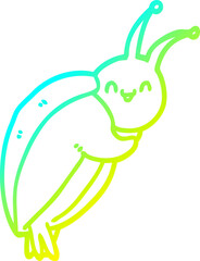 cold gradient line drawing of a cute cartoon beetle