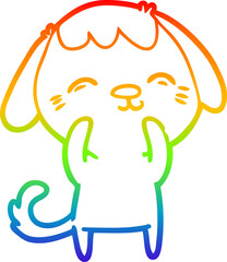 rainbow gradient line drawing of a happy cartoon dog