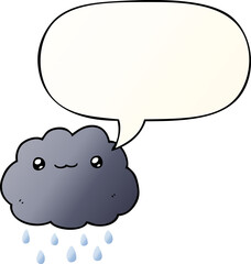 cartoon cloud with speech bubble in smooth gradient style
