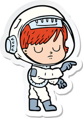 sticker of a cartoon astronaut woman