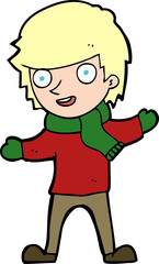 cartoon boy in winter clothes