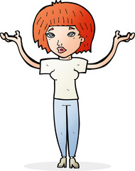 cartoon woman shrugging shoulders