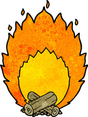 cartoon blazing camp fire