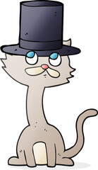 freehand drawn cartoon cat in top hat