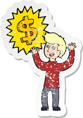 retro distressed sticker of a making money cartoon