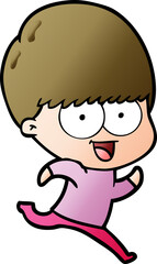 happy cartoon boy running