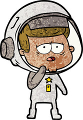 cartoon tired astronaut