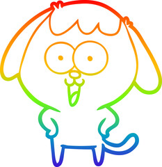 rainbow gradient line drawing of a cute cartoon dog