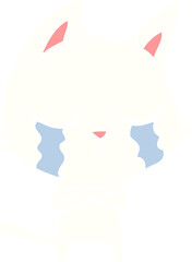 crying flat color style cartoon cat