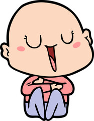 happy cartoon bald man