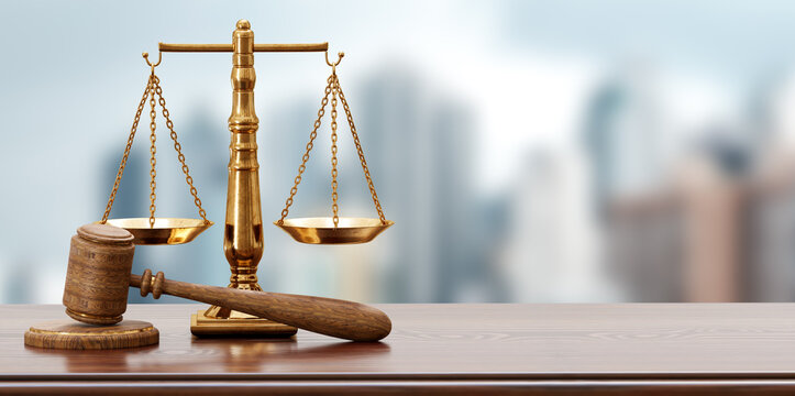 Legal scales and Judge gavel Symbol of law and justice. lawyer and legal services in business. Law concept of Judiciary, Jurisprudence and Justice. 3d rendering
