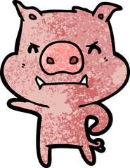 angry cartoon pig