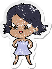 distressed sticker of a cartoon stressed woman