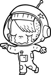 cartoon crying astronaut girl