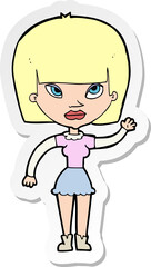 sticker of a cartoon woman waving