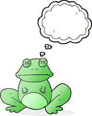 freehand drawn thought bubble cartoon frog