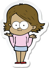 sticker of a happy cartoon girl