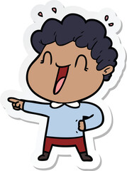 sticker of a cartoon happy man