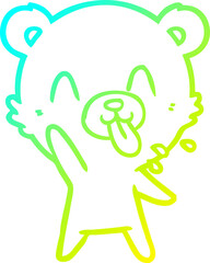 cold gradient line drawing of a rude cartoon bear