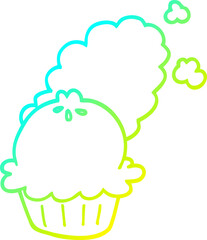 cold gradient line drawing of a cute cartoon pie