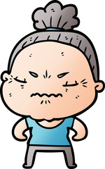 cartoon annoyed old lady