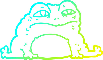 cold gradient line drawing of a cartoon toad