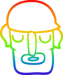 rainbow gradient line drawing of a cartoon male face